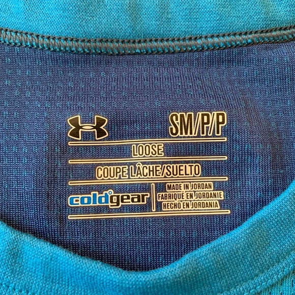 Under Armour Shirt Mens Small Light Blue Waffle Knit Thermal Coldgear Loose - Picture 5 of 7